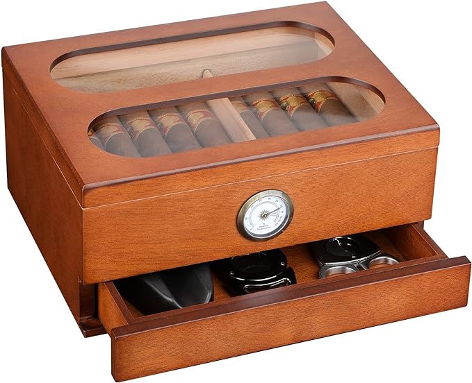 Cigar Humidor with Front Hygrometer